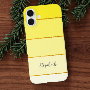 Custom Name Perky Yellow Stripe Colour Palette iPhone 16 Plus Case