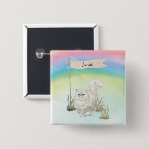 Custom Name Persian Cat Pet 15 Cm Square Badge