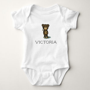 Custom name / Personalised cute teddy bear Baby Bodysuit