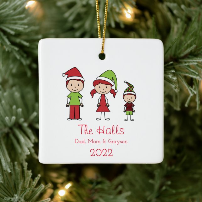 Custom Name Personalised Family Christmas Ceramic  Ceramic Ornament (Tree)