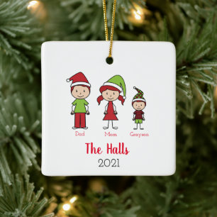 Custom Name Personalised Family Christmas Ceramic Ornament