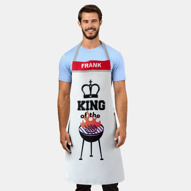 Custom Name Personalised Funny King of the Grill Apron (Worn)