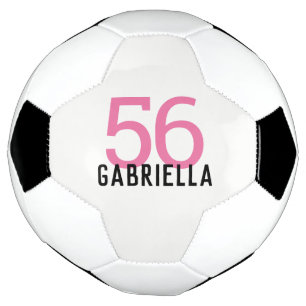 Custom Name Personalised Number Girls Pink Football