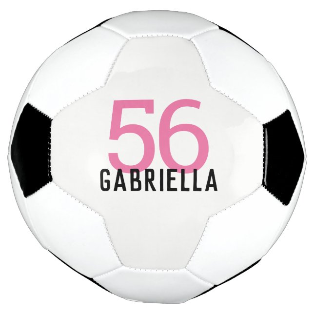 Custom Name Personalised Number Girls Pink Football (Rotated)