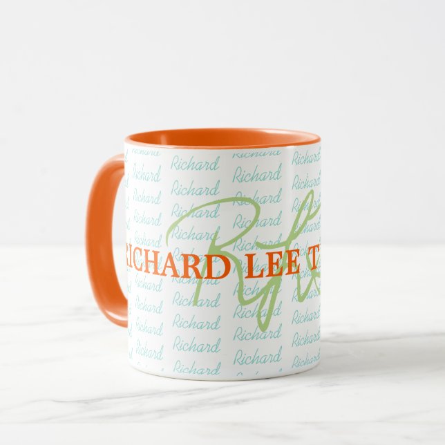 Custom Name personalised orange typography Mug (Front Left)