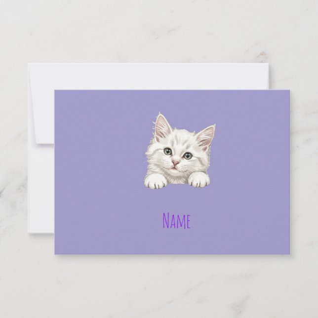 Custom Name Personalized Kitten Art Gift Thank You Card (Front)