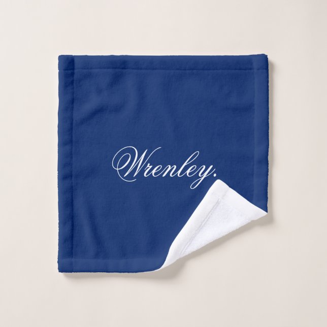 Custom Name Personalized Navy Blue Wash Cloth (Wash Cloth)