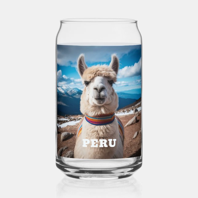 Custom Name Peru Llama Can Glass (Back)