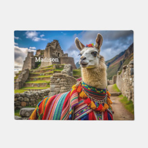 Custom Name Peru Llama Doormat
