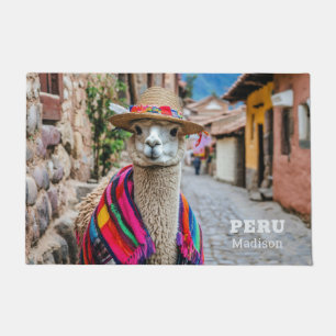 Custom Name Peru Llama Doormat