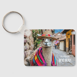 Custom Name Peru Llama Key Ring