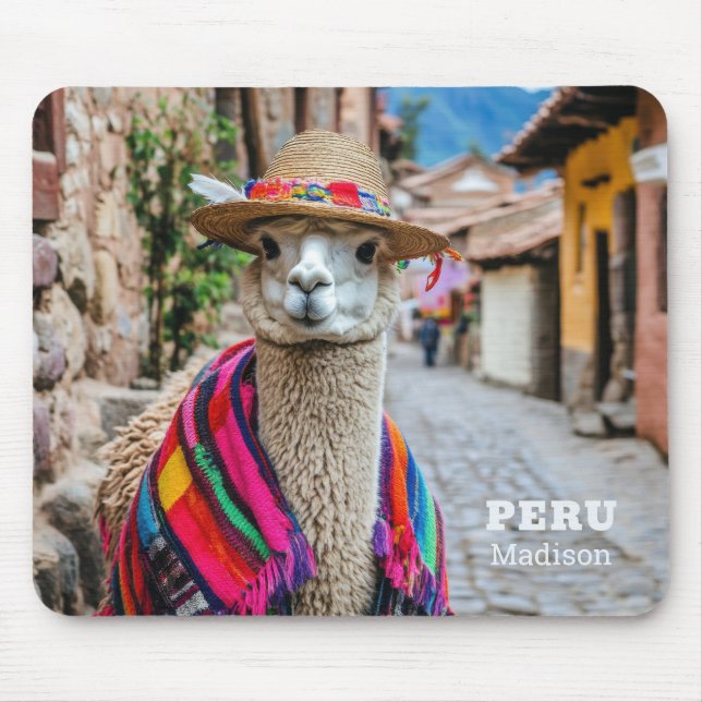 Custom Name Peru Llama Mouse Mat (Front)