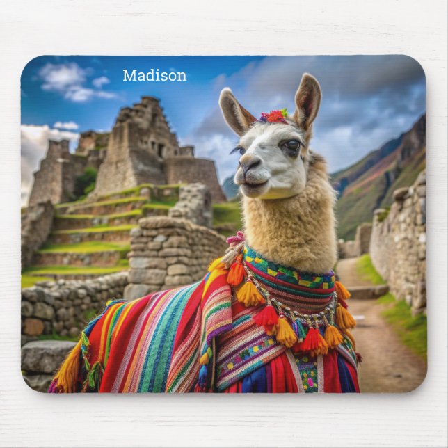 Custom Name Peru Llama Mouse Mat (Front)