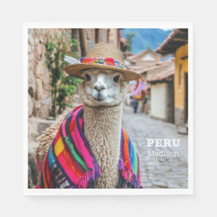 Custom Name Peru Llama Napkin