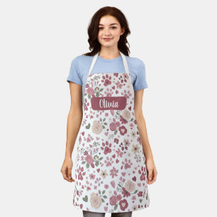 Custom Name Pet Lover Apron - Romantic Floral