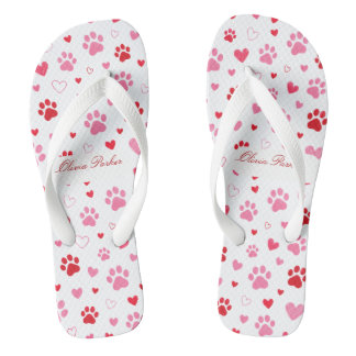 Custom Name Pet Lover Flip Flops Gift for Her