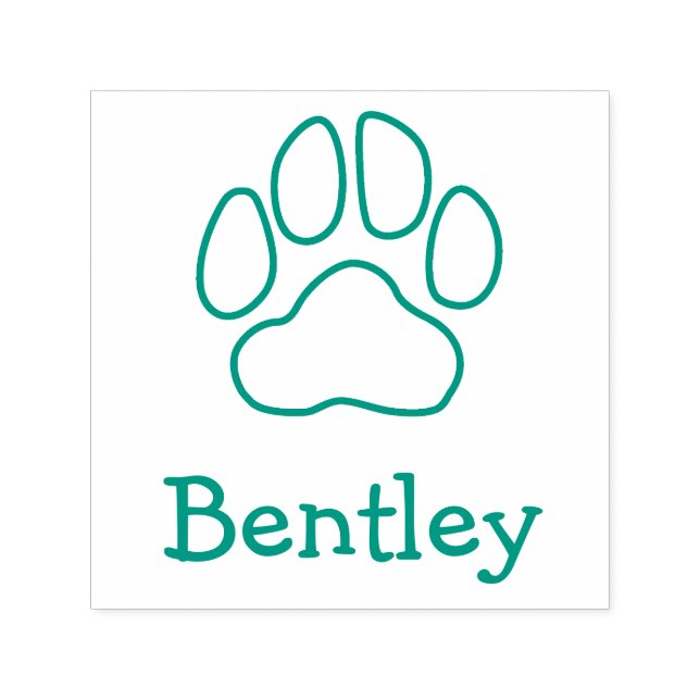 Custom Name Pet Signature Paw Print Outline Self-inking Stamp (Design)