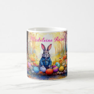 Custom Name Peter Easter Bunny with Easter Eggs Coffee Mug