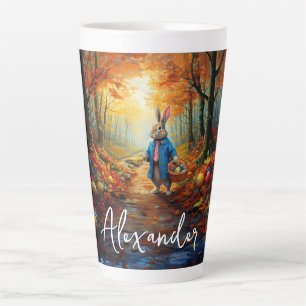 Custom Name Peter Easter Bunny with Easter Eggs Latte Mug