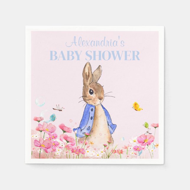 Custom Name Peter the Rabbit Baby Shower Napkin (Front)