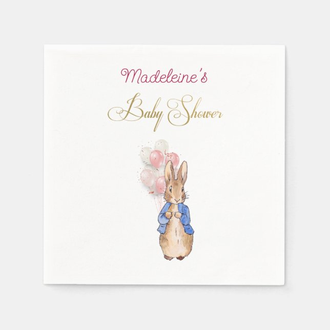 Custom Name Peter the rabbit Baby Shower Napkin (Front)
