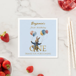 Custom Name Peter the Rabbit First Birthday Napkin
