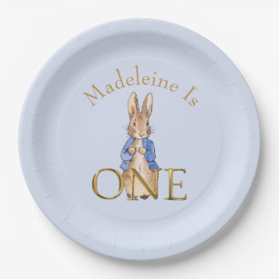 Custom Name Peter the rabbit First Birthday ONE Paper Plate