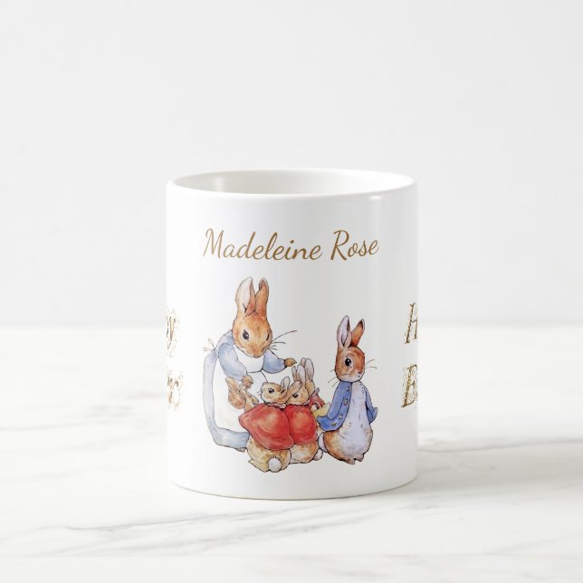 Custom Name Peter the Rabbit Happy Easter  Coffee Mug (Center)