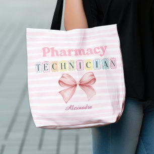 Custom Name Pharmacy Technician Coquette Tote Bag