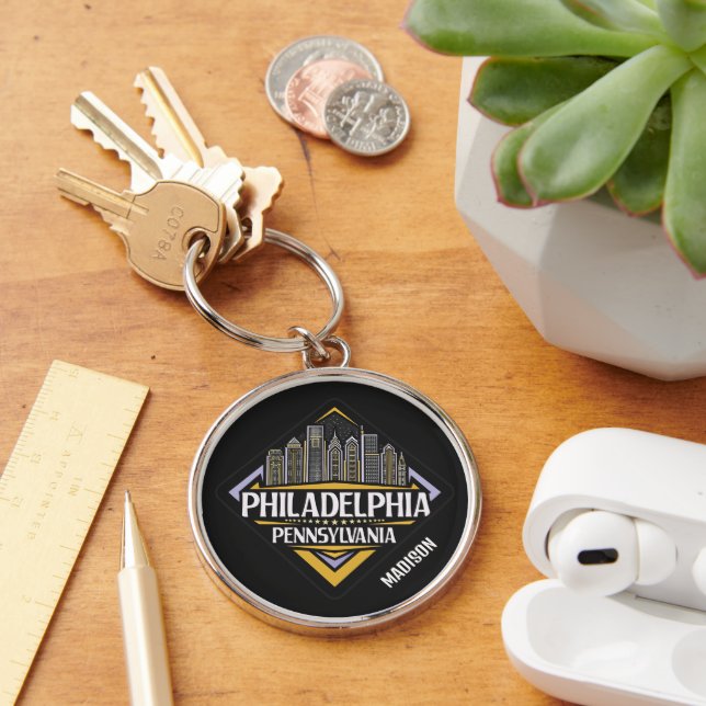 Custom Name Philadelphia Pennsylvania Key Ring (Desk)