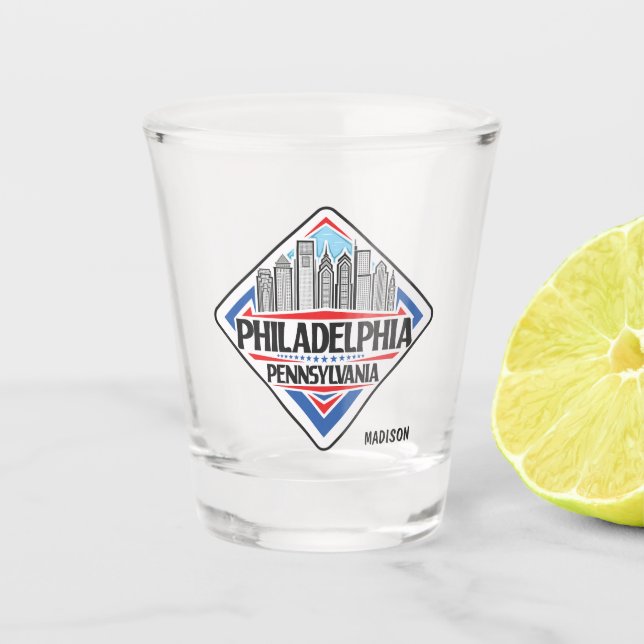 Custom Name Philadelphia Pennsylvania Shot Glass (Front)