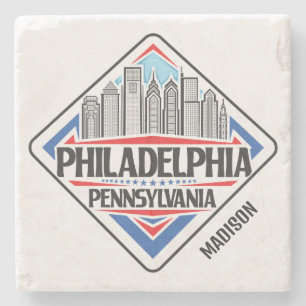 Custom Name Philadelphia Pennsylvania Stone Coaster