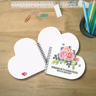 Custom Name Photo Artwork School Office Home Heart Notebook