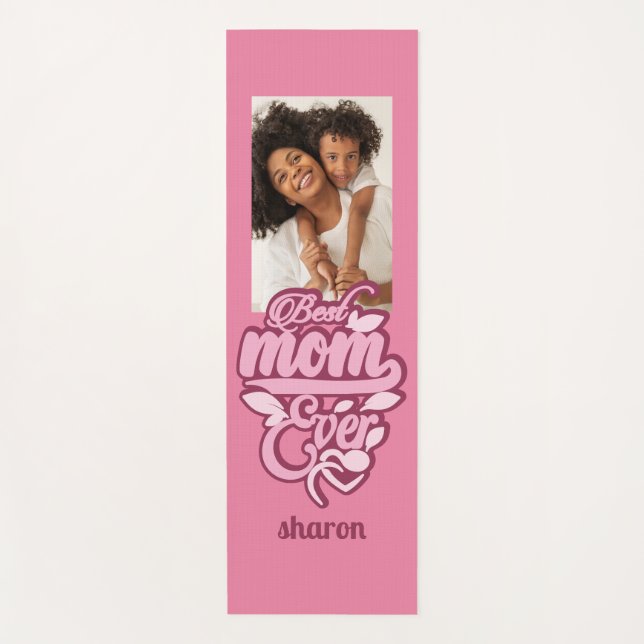 Custom Name & Photo "Best Mum Ever" Yoga Mat (Front)