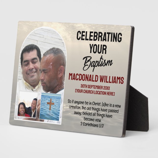 Custom Name Photo CELEBRATING YOUR BAPTISM  Plaque (Side)