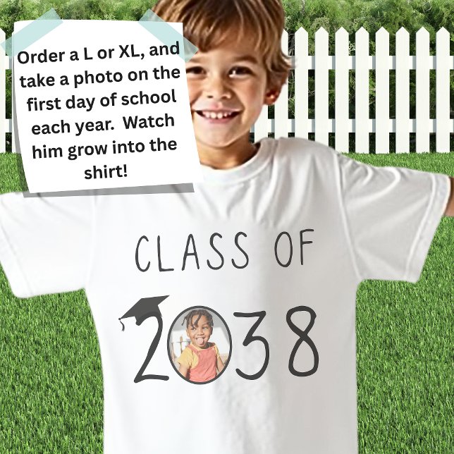 Custom Name, Photo, Handprint Class of 2038  T-Shirt (Creator Uploaded)