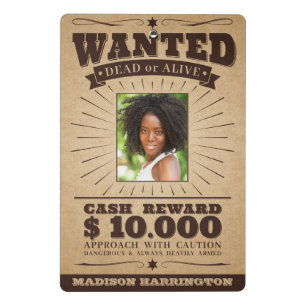 Custom name & Photo "Wanted" clipboard