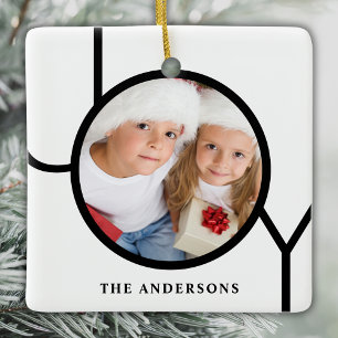Custom Name Photo White Christmas  Ceramic Ornament