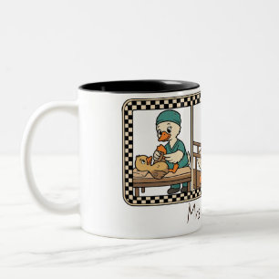 Custom Name Physical Therapist Goose Retro Funny Two-Tone Coffee Mug