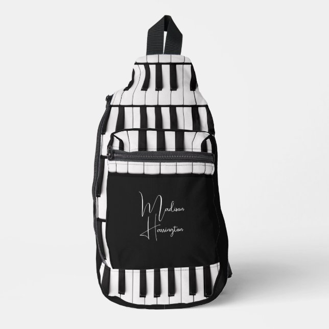 Custom Name Piano Keys Sling Bag (Front)