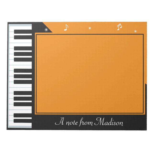 Custom name Piano Music Notepad (Front)