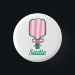 Custom Name Pickleball Bag Button<br><div class="desc">This button pin features a graphic of a pickleball paddle with your name or monogram!</div>
