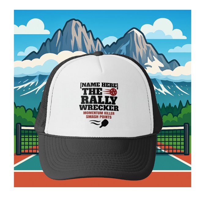 Custom Name Pickleball Rally Wrecker Trucker Hat (PERSONALIZED NAME TRUCKER HAT)