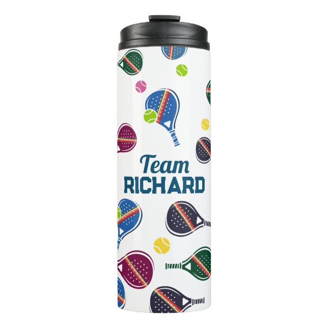Custom Name Pickleball Sports Team Colourful Thermal Tumbler (Front)