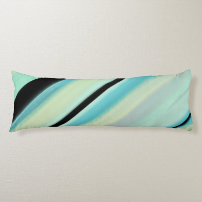 Custom Name Pillow Turquoise Yellow Black Stripes  (Front)