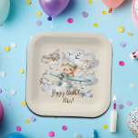 Custom Name Pilot Teddy Bear Birthday Party Paper Plate<br><div class="desc">Introducing our Custom Name Pilot Teddy Bear Birthday Party paper plate! With a little bear flying his aeroplane,  pretty clouds and stars and other aeroplanes in the sky,  this paper plate brings adventure and playfulness to any celebration!</div>