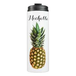 Custom name pineapple lovers thermal tumbler mug