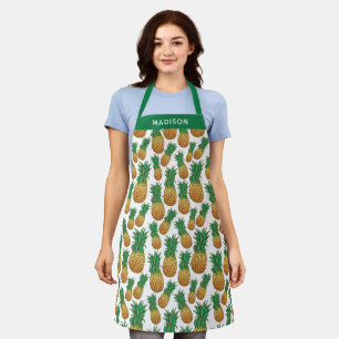 Custom name Pineapples Pattern apron