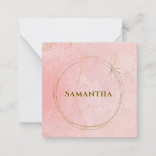 Custom Name Pink and Gold Square Card