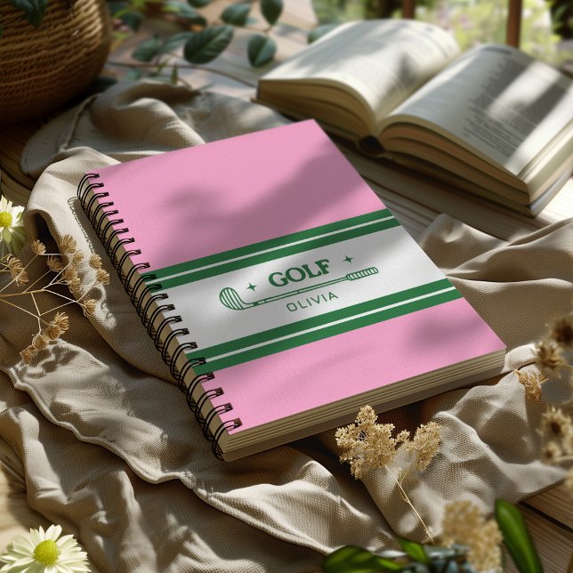 Custom Name Pink and Green golf lover Notebook (Creator Uploaded)